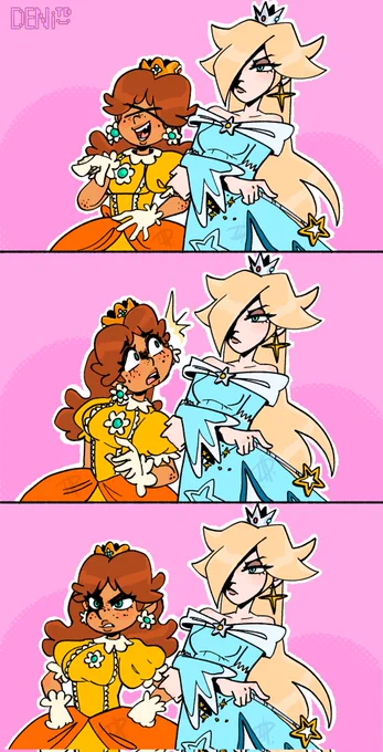 Comic of Nintendo's Princess Daisy and Princess Rosalina from the Super Mario series