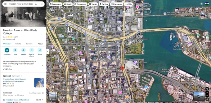 Map view of proposed site of Trump presidential library on Biscayne Boulevard