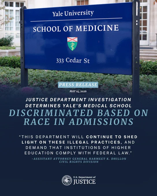 Justice Department Investigation Determines Yale’s Medical School Discriminated Based on Race in Admissions
