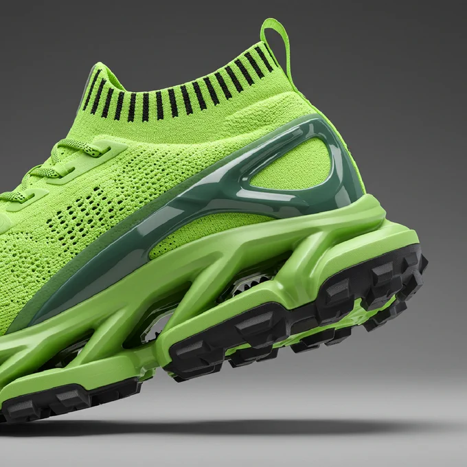 Product photography details in running shoes