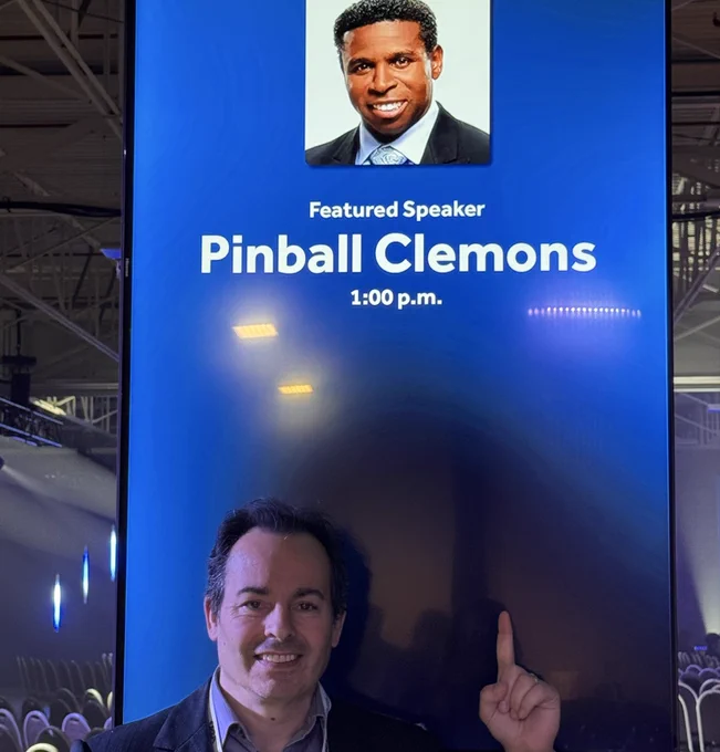 Had the pleasure of listening to Toronto Argo legend, Michael “Pinball” Clemons this afternoon. Why Pinball? He’s only 5’6”. And yet he holds the all-time pro football record for combined yards with 25,438 over his 11-year CFL career (‘89–‘00). He is a firecracker of positivity and leadership. Lots to learn from this giant of Canadian sports!

#PinballClemons 
#RealtorQuest2026 #MillenniumGroupRealEstate #KendraCutroneBroker #TonyCutroneRealtor