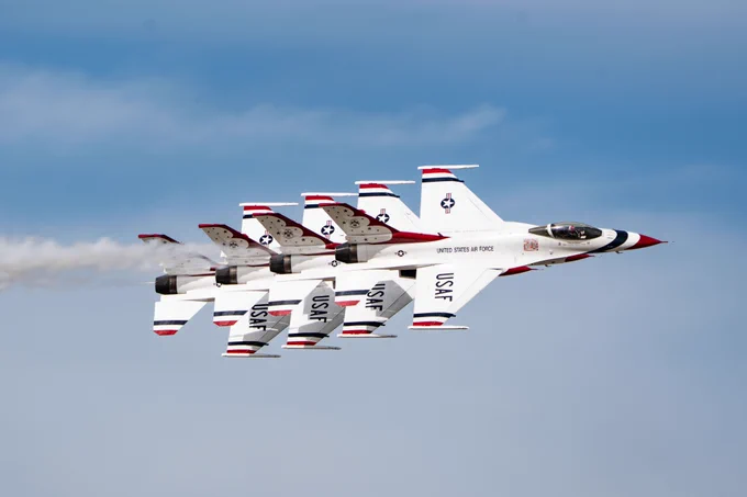 The U.S. Air Force Air Demonstration Squadron “Thunderbirds”, perform during an airshow.