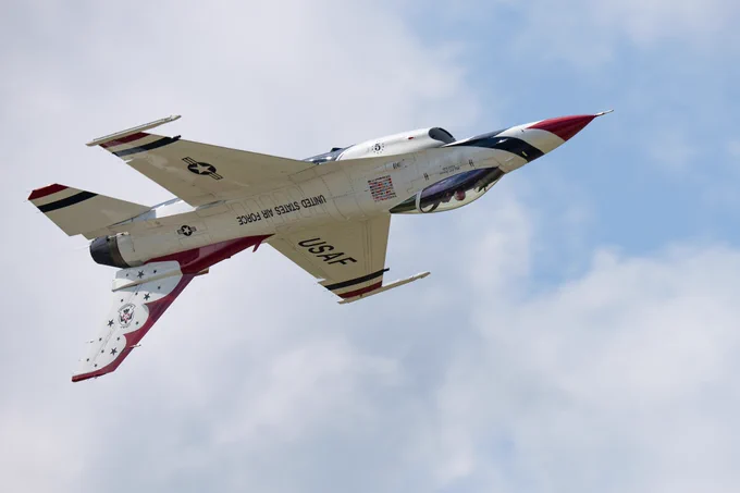 The U.S. Air Force Air Demonstration Squadron “Thunderbirds”, perform during an airshow.