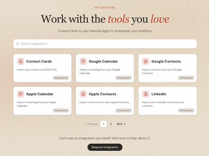 Rolo integrations coming soon
