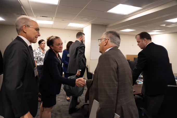 FEMA officials and staff meet with International Building Council members at FEMA headquarters in Washington, DC.