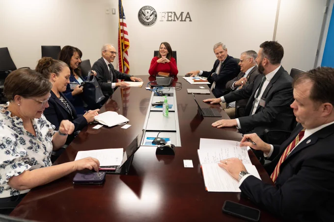 FEMA officials and staff meet with International Building Council members at FEMA headquarters in Washington, DC.