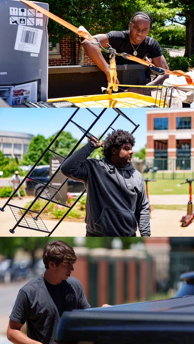 Photos of WR Jack Ellenburg, S Damonte Tabb, and OL Mykall Lundy Foster during Move-In Day at Auburn University