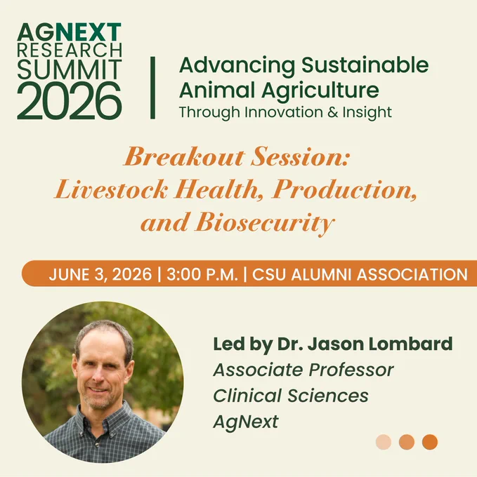 Dr. Jason Lombard speaker graphic for breakout session at the 2026 AgNext Research Summit.