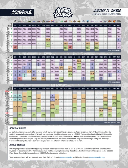 CB2026 Tournament Schedule.