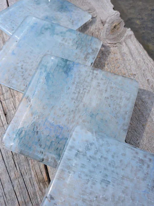 Lovely handcrafted sea themed glass coasters