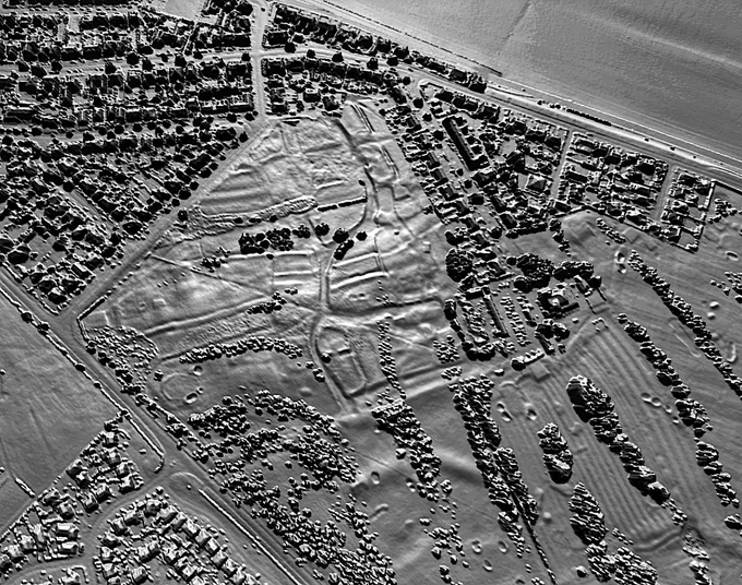 Hilderthorpe Deserted Medieval Village in Bridlington A lidar image derived from Environmental Agency open source data.gov.uk data (https://www.nationalarchives.gov.uk/doc/open-government-licence/version/3/) via the houseprices.io lidar map.
Date 18 July 2023 Dr John Wells CC BY-SA 4.0