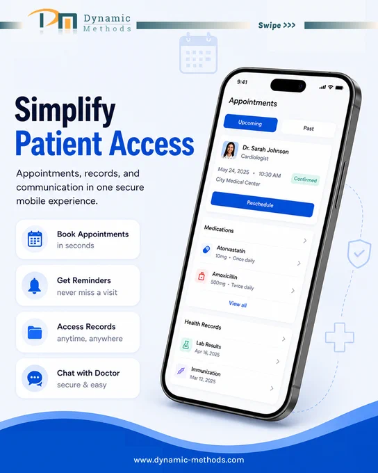 Healthcare transformation is not only about building software. It is about building systems that people can trust.
That is the idea behind our 𝗟𝗮𝗯𝟯𝟲𝟬 and our 360 approach. We do not start with features. We start with purpose, workflow, and outcomes. Then we use 𝘃𝗲𝗹𝗼𝗰𝗶𝘁𝘆 𝗰𝗼𝗱𝗶𝗻𝗴, 𝗔𝗜 𝗮𝘂𝘁𝗼𝗺𝗮𝘁𝗶𝗼𝗻, 𝗮𝗻𝗱 𝗮𝗴𝗲𝗻𝘁𝗶𝗰 𝗲𝘅𝗲𝗰𝘂𝘁𝗶𝗼𝗻 to move faster without losing clarity or control.
Real-world needs have shaped our healthcare work: secure patient access, faster clinical decisions, compliance-ready architecture, and scalable platforms that support doctors, care teams, and patients. 
That is also why our experience across healthcare projects like 𝗧𝗿𝗶𝗹𝗹𝗶𝘂𝗺, 𝗢𝗡𝗧𝗗𝗖 𝘄𝗲𝗯 𝗽𝗼𝗿𝘁𝗮𝗹, 𝗦𝗺𝗮𝗿𝘁𝗣𝗮𝗽𝗲𝗿, 𝗮𝗻𝗱 𝗦𝗺𝗮𝗿𝗧𝗥𝗫𝗛𝘂𝗯 matters. Every project taught us the same lesson: real digital transformation is not about adding more tools. It is about building smarter systems that deliver confidence, speed, and measurable value.
At Dynamic Meth