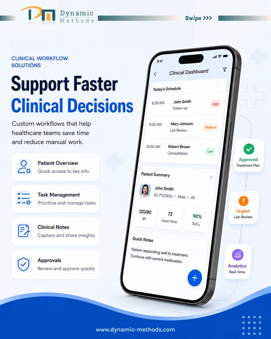 Healthcare transformation is not only about building software. It is about building systems that people can trust.
That is the idea behind our 𝗟𝗮𝗯𝟯𝟲𝟬 and our 360 approach. We do not start with features. We start with purpose, workflow, and outcomes. Then we use 𝘃𝗲𝗹𝗼𝗰𝗶𝘁𝘆 𝗰𝗼𝗱𝗶𝗻𝗴, 𝗔𝗜 𝗮𝘂𝘁𝗼𝗺𝗮𝘁𝗶𝗼𝗻, 𝗮𝗻𝗱 𝗮𝗴𝗲𝗻𝘁𝗶𝗰 𝗲𝘅𝗲𝗰𝘂𝘁𝗶𝗼𝗻 to move faster without losing clarity or control.
Real-world needs have shaped our healthcare work: secure patient access, faster clinical decisions, compliance-ready architecture, and scalable platforms that support doctors, care teams, and patients. 
That is also why our experience across healthcare projects like 𝗧𝗿𝗶𝗹𝗹𝗶𝘂𝗺, 𝗢𝗡𝗧𝗗𝗖 𝘄𝗲𝗯 𝗽𝗼𝗿𝘁𝗮𝗹, 𝗦𝗺𝗮𝗿𝘁𝗣𝗮𝗽𝗲𝗿, 𝗮𝗻𝗱 𝗦𝗺𝗮𝗿𝗧𝗥𝗫𝗛𝘂𝗯 matters. Every project taught us the same lesson: real digital transformation is not about adding more tools. It is about building smarter systems that deliver confidence, speed, and measurable value.
At Dynamic Meth