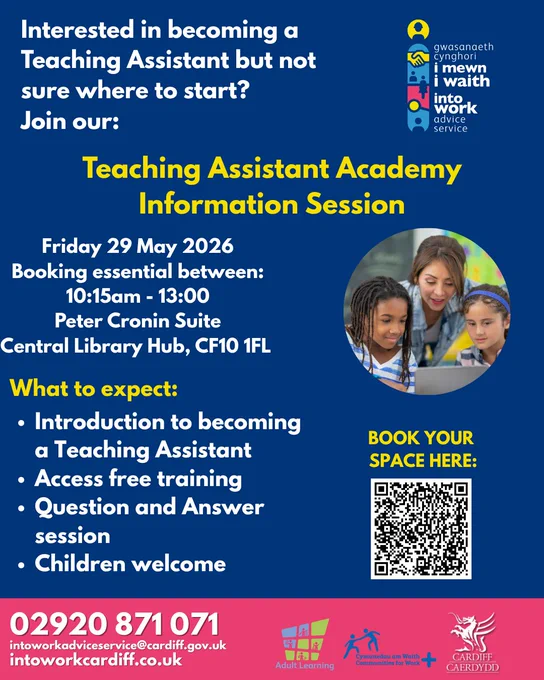 A poster showing information about a Teaching Assistant Academy information session in May 2026.