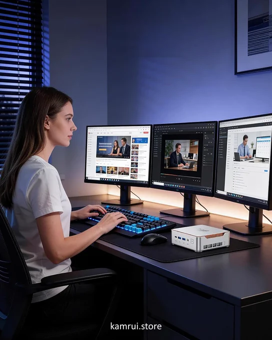 Three monitors, zero lag. The KAMRUI H2 Mini PC turns your desk into a powerhouse. 🚀
Intel® Core™ 14th Gen HX performance   multi-screen support = your new productivity weapon.

Grab yours with code KAMRUIFAN3:
https://kamrui.store/products/kamrui-h2-mini-pc

#KAMRUI #MiniPC #TripleMonitorSetup