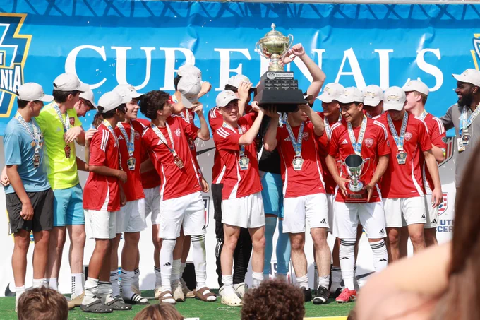 FC Europa 2009 boys celebrate a state cup win in 2025