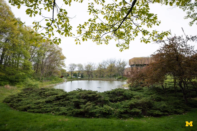 The pond on North Campus by the U-M School of Music, Theatre and Dance.