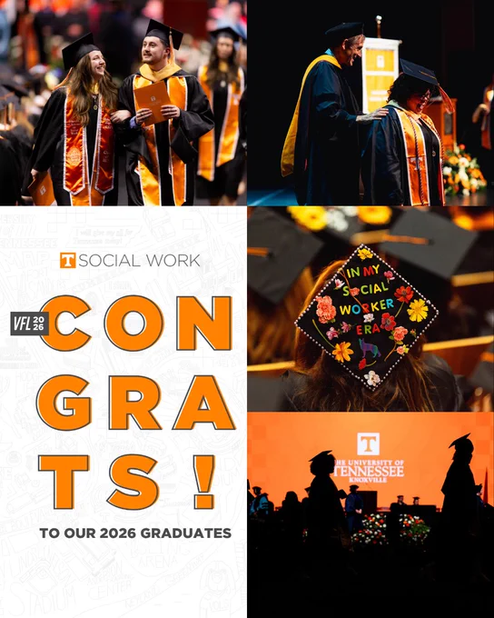 A collage of University of Tennessee graduates in caps and gowns with a CONGRATS to our 2026 Graduates message in a graphic.
