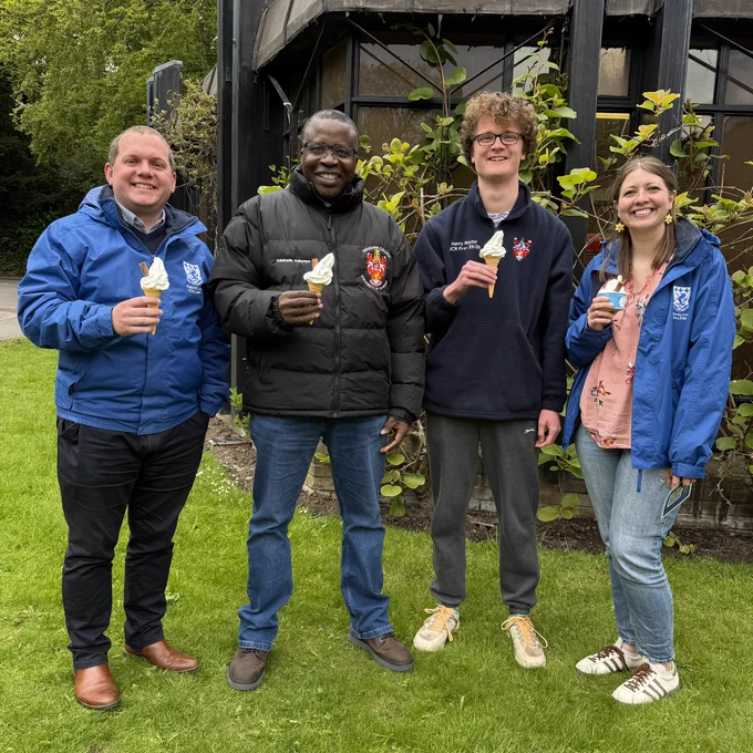 The JCR President and the College Officers with ice cream