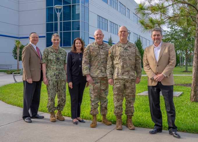 U.S. Department of War, U.S. Air Force Global Strike and U.S. Strategic Command leadership pose for a photo.