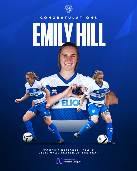 Congratulations, Emily Hill!

Women's National League Divisional Player of the Year.