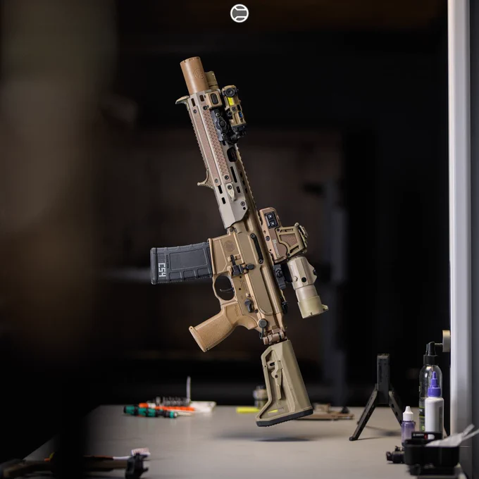RailScales QTR Stop, Karve-P M-LOK Hand Stop, G10 RailScales M-LOK Scales (Dragon, TerraCore, 3-Slot & 4-Slot), LAO Sling Mount, Hardtop Mount for Scout Light Pro Lights, MCX CSMR Mag Button | Sig Sauer MCX-SPEAR LT SD (6.75" 300BLK SBR) w/ SLH762Ti Suppressor in Coyote, EOTech OGL Laser w/ Unity Tactical ModButton Lite, Surefire M640U-Pro Scout Light Pro Light w/ CSM-07 M-LOK Switch, Magpul 30rd 300BLK PMAG, Sig Sauer Romeo9T RDS & Juliet4 Magnifier, Poi Tac ST-MCX-LT Sling Mount, Magpul SL-M Stock, Blue Force Gear 1.00" ULoop Sling Attachments.