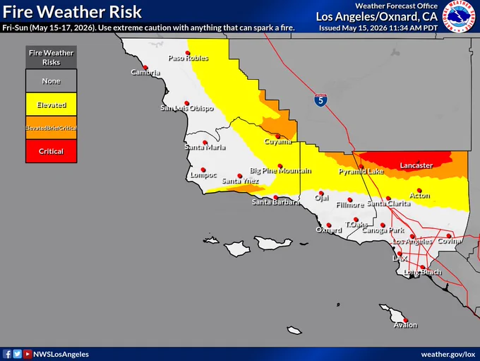 Elevated to brief critical fire weather conditions through the upcoming weekend.