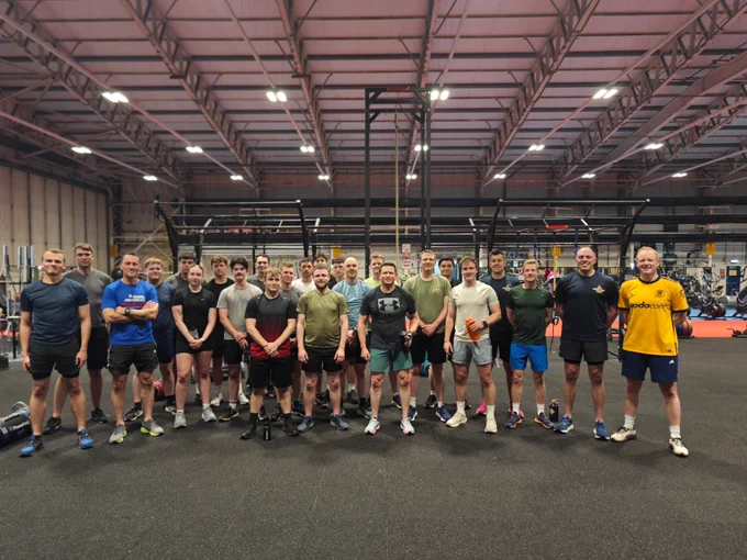 Members of the Air C2 Force and Air Commodore Hamilton in the functional training area at RAF Boulmer