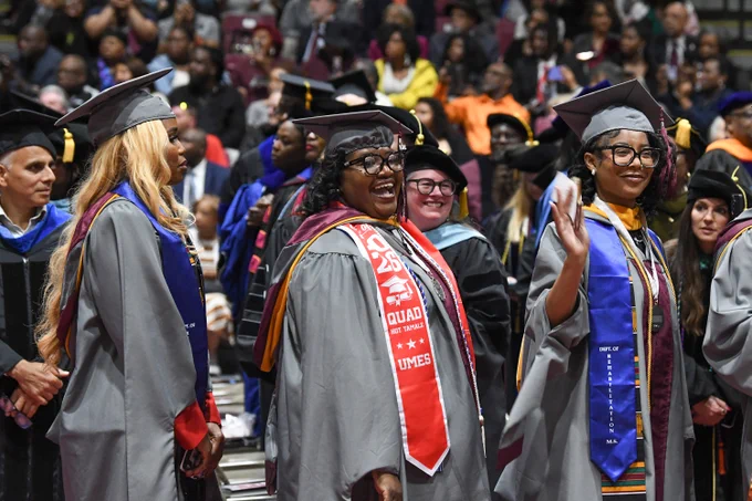 Graduates from the UMES School of Agricultural and Natural Sciences file in during the 139th Spring Commencement of the University of Maryland Eastern Shore.