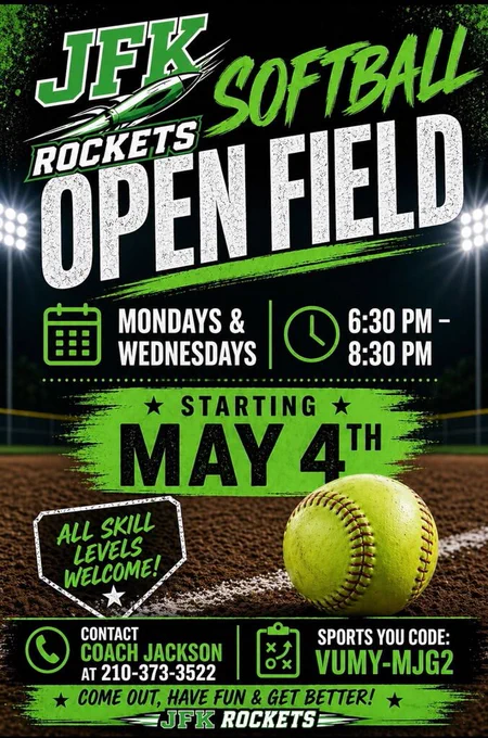 JFK Softball Open Field - See Flyer for details!