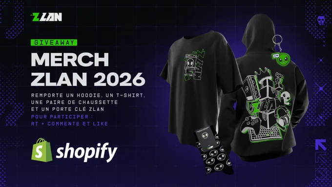 GIVEAWAY Merch ZLAN 2026
Remporte un hoodie, un t-shirt, une paire de chaussette et un porte-clé ZLAN.
Pour participer : RT   Commente et Like !