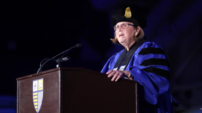 A distinguished speaker at Merrimack's Commencement.