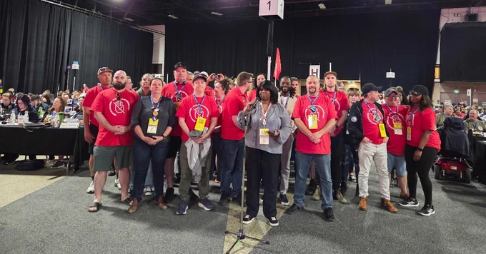 CUPW delegates at the 31st Constitutional Convention of the Canadian Labour Congress, Winnipeg, Manitoba | Délégation du STTP à la 31e assemblée générale du Congrès du travail du Canada à Winnipeg (Manitoba). 

#CLC2026 #CUPWCLC2026 #CTC2026 #STTPCTC2026