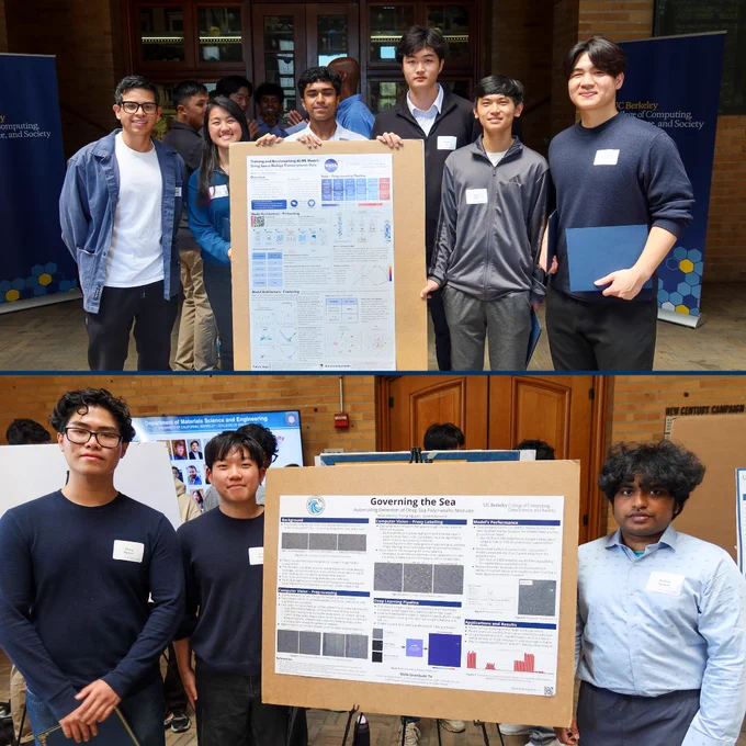 Collage of Data Discovery program participants standing beside research posters.
