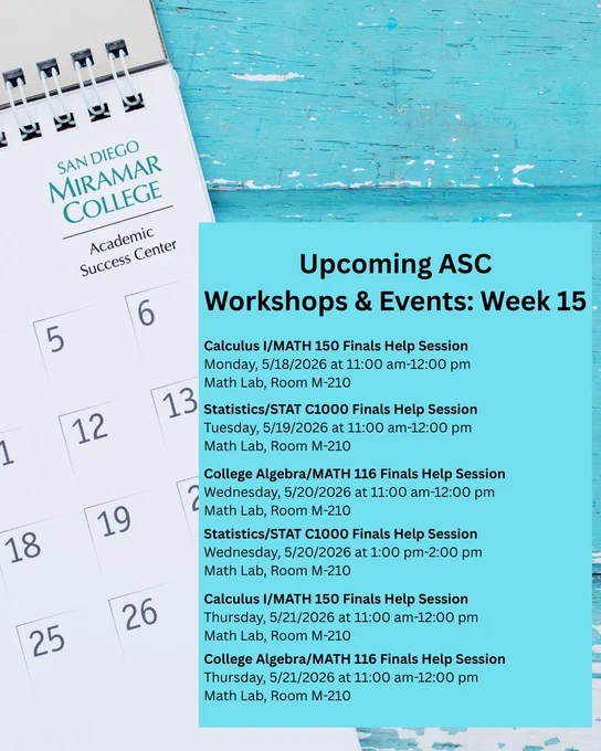 The background is a photo of a close up of a partial white monthly calendar page on a wooden boards with peeling teal-colored paint. The upper-right corner of the calendar page has the ASC logo on it. The right half of the image is covered with a light aqua rectangle that contains all of the workshops and events. Centered at the top is a heading in black text. Underneath the heading is smaller black text.