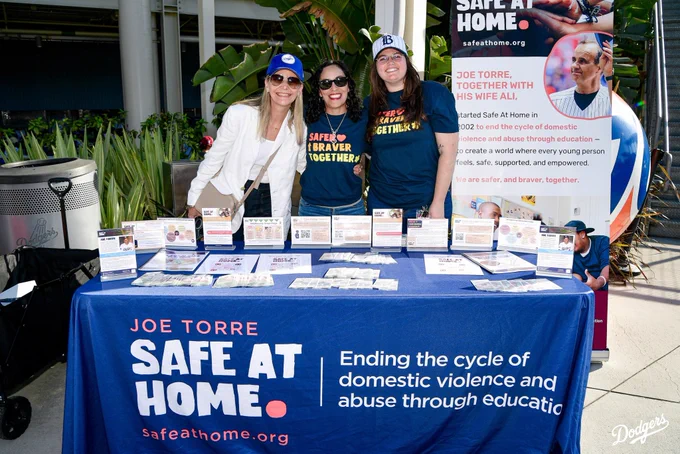 A photo of the Joe Torre Safe at Home booth in the Centerfield Plaza.