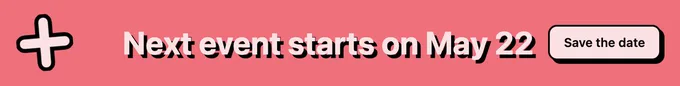 Screenshot from the Plugin Jam website that reads "Next event starts on May 22" next to a button to "Save the date"