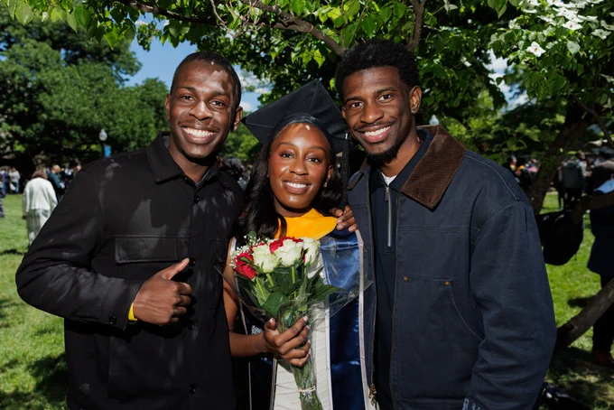 a family poses together