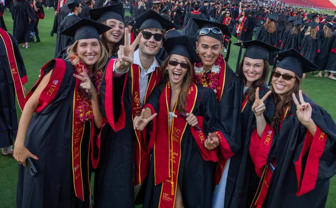 USC graduating students celebrating