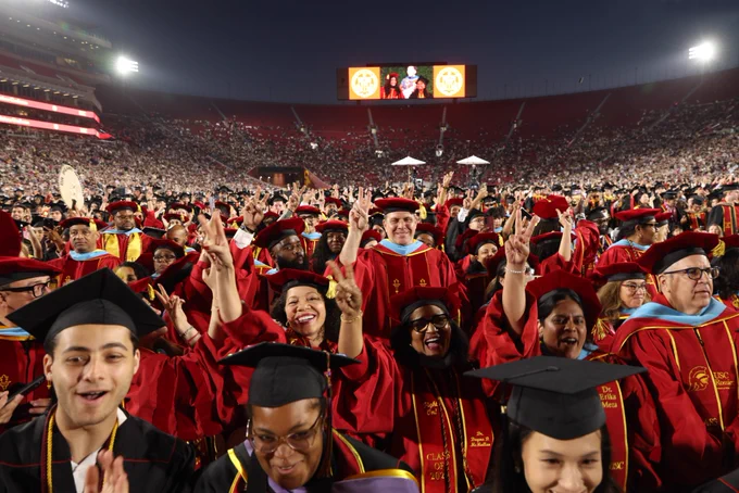 USC graduating students celebrating