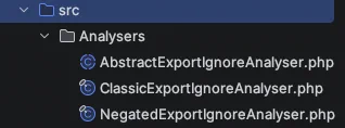 Extracted classes for classic and negated export-ignore support.