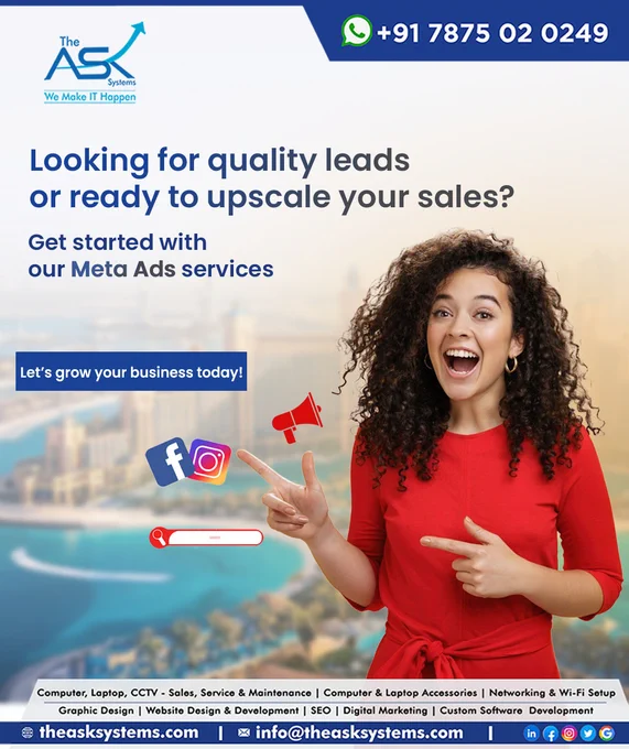 𝗧𝘂𝗿𝗻 𝗮𝗱 𝘀𝗽𝗲𝗻𝗱 𝗶𝗻𝘁𝗼 𝗾𝘂𝗮𝗹𝗶𝘁𝘆 𝗹𝗲𝗮𝗱𝘀 𝗮𝗻𝗱 𝗰𝗼𝗻𝘀𝗶𝘀𝘁𝗲𝗻𝘁 𝘀𝗮𝗹𝗲𝘀 𝗴𝗿𝗼𝘄𝘁𝗵 𝘄𝗶𝘁𝗵 𝗠𝗲𝘁𝗮 𝗔𝗱𝘀

Getting visibility is one thing, but reaching people who are ready to act makes the real difference. Meta Ads help your business connect with the right audience at the right time.

Why businesses choose our Meta Ads services:
✔ Precision audience targeting on Facebook and Instagram
✔ Creatives designed to capture attention quickly
✔ Campaigns focused on enquiries and conversions
✔ Ongoing optimisation for consistent performance
✔ Clear tracking to measure real results

Let us grow your business today with ads that bring meaningful engagement.

WhatsApp to know more:
https://wa.me/message/TFPSLDEGE6MWE1

#MetaAds #FacebookAds #InstagramAds #LeadGeneration #QualityLeads #DigitalMarketing #OnlineAdvertising #BusinessGrowth #SalesGrowth #MarketingStrategy