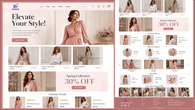 Premium Fashion E-commerce Landing Page Design crafted for modern fashion brands.
Clean UI, luxury aesthetics, responsive layout, and a smooth shopping experience designed to boost engagement and conversions. Perfect for clothing stores, boutiques, and fashion startups looking to build a strong online presence. 🚀

Designed by Webtixa 💻

#fashionwebsite #fashionstore #ecommercewebsite #landingpagedesign #webdesign #uiuxdesign #fashionbrand #modernwebdesign #luxuryfashion #wordpressdesign #elementorpro #responsivewebsite #onlineboutique #fashionui #creativewebdesign #webdesigner #webtixa