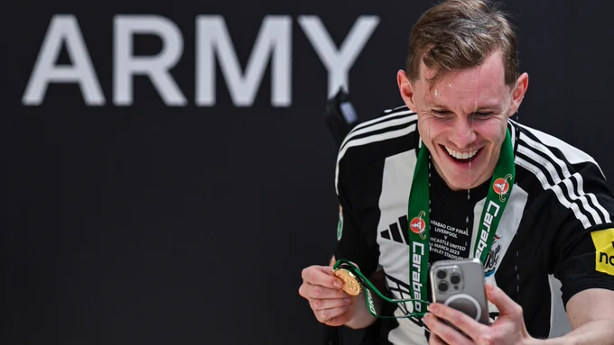 Emil Krafth pictured with his Carabao Cup winning medal. 
