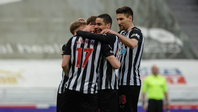 Emil Krafth celebrates scoring his only goal for the club. 