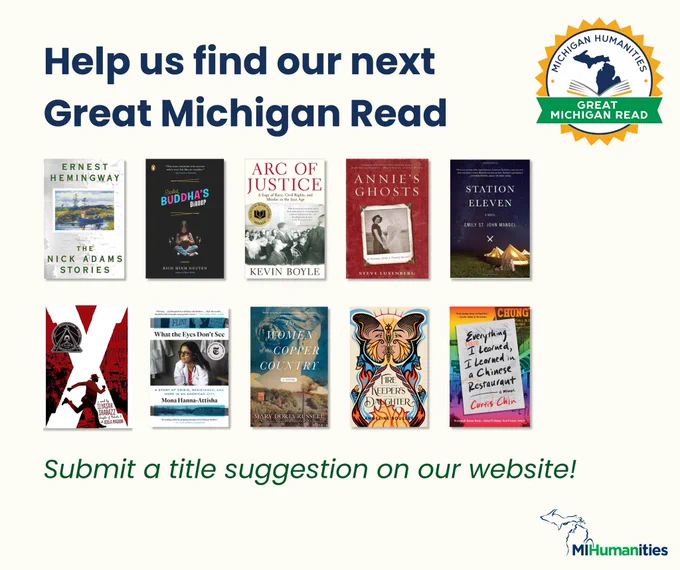 Covers of several past Great Michigan Read selections.