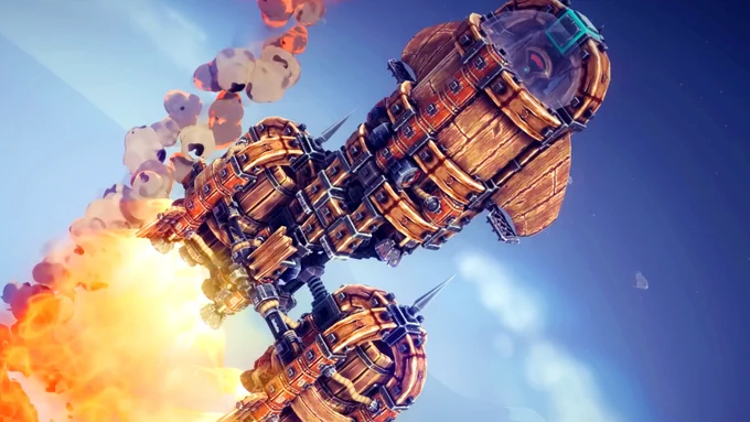 Besiege - A wooden rocket launches into orbit.