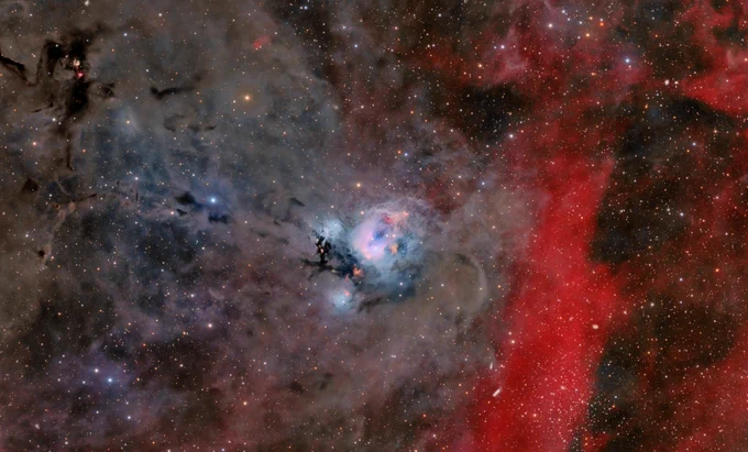 Bloom time in Cepheus 🌸 NGC 7129, the Flower Bud Nebula, is a stellar nursery 3,300 light-years away ✨ Image by Brian Diaz. Get 25% OFF AFIL-29 raw data on Starbase—limited time!