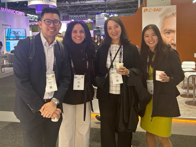 Four attendees at the 2026 ESTRO meeting in Canada.