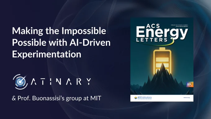 📷 Photos from our SDLabs 2.0 launch event at AWS in Zurich, where Prof. Buonassisi presented his team’s research.

Graphic titled "Making the Impossible Possible with AI-Driven Experimentation" featuring the Atinary logo alongside Prof. Buonassisi's group and the journal cover of ACS Energy Letters.
